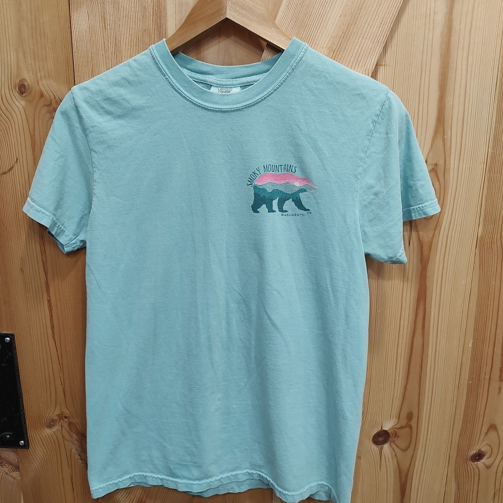 Comfort Colors Sz Small Gatlinburg Tennessee Graphic Aqua Sunset Bear Cotton